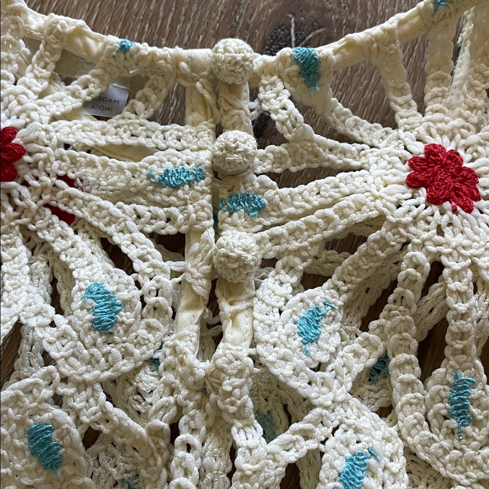 MOTHER “The Daisy Shell”  Daisy Tank Top Cream w/ Red and Light Blue Accents NWT - Picture 3 of 15